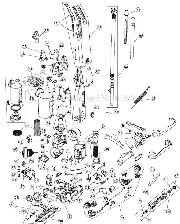 Page A Diagram and Parts List for M091700  Dirt Devil Upright Vacuum